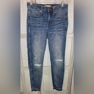 Madewell Womens High Rise Skinny Jeans Size 26 Distressed Frayed Hem